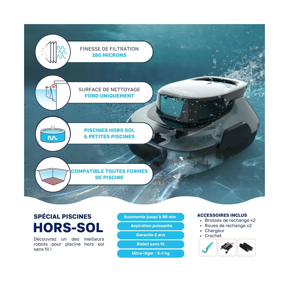 Aiper Robot piscine sans fil Aiper Scuba SE – Prix Destockage - illustration 3